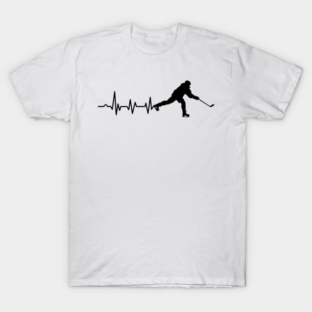 Ice Hockey Heartbeat Ice Hockey Player Gift T-Shirt by DragonTees